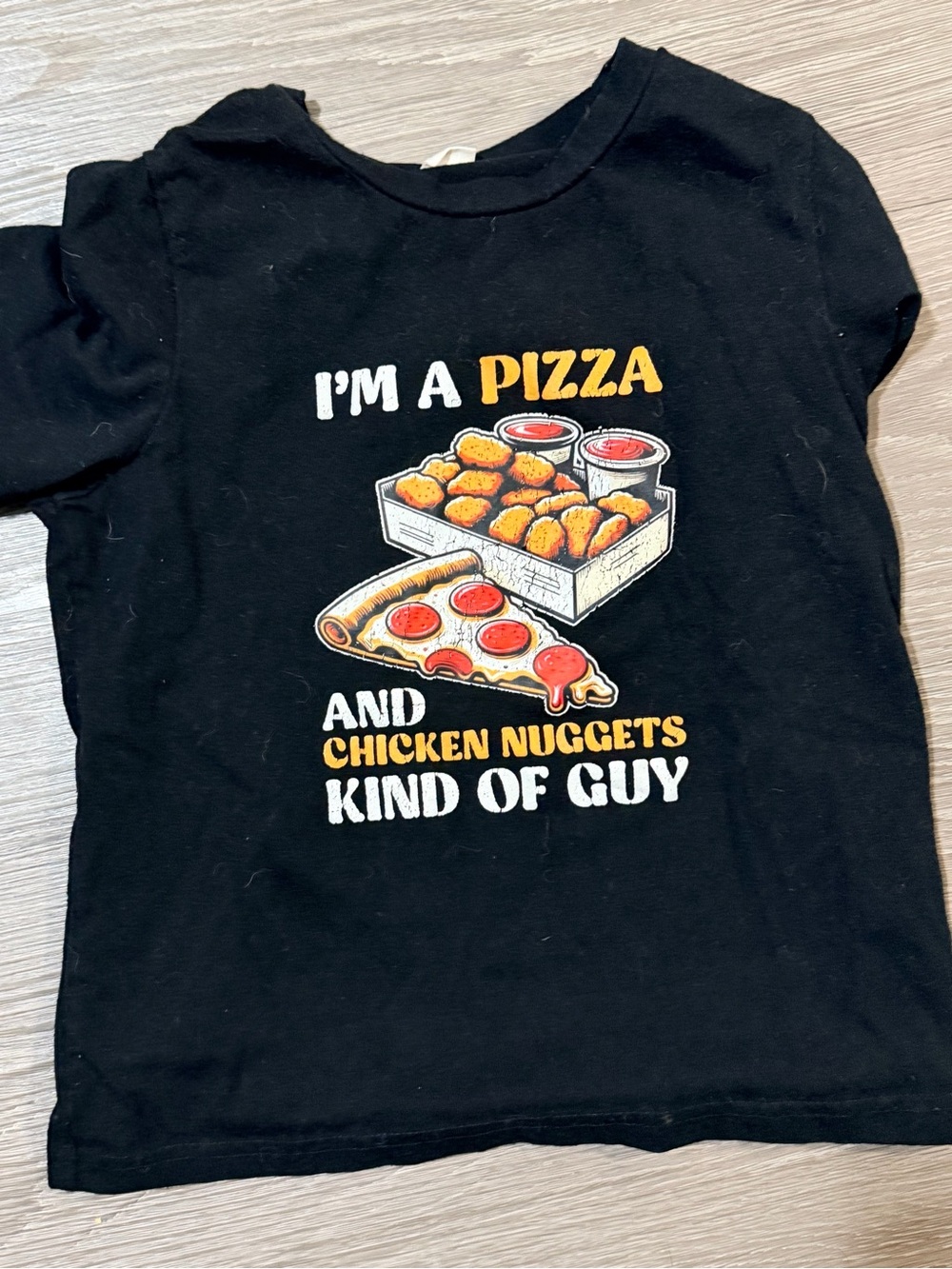 SHEIN Black Kids Pizza & Chicken Nuggets Graphic Tee